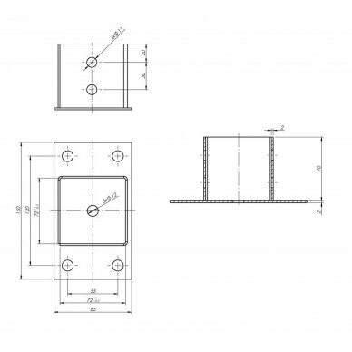 Laikiklis ZNO 71x70x2,0 cinkuotas